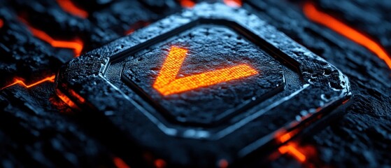 Poster - Glowing Checkmark on Metallic Shield Background