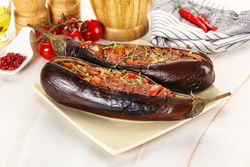 Canvas Print - Baked eggplant with minced beef