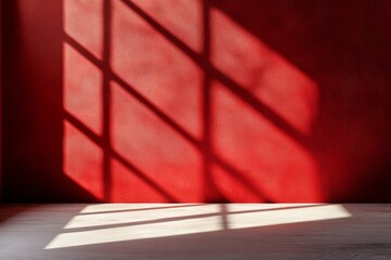 Poster - A captivating and mesmerizing interplay of light and shadows on a beautifully textured red wall surface