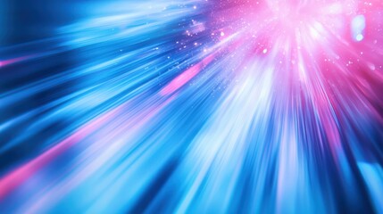 Aufkleber - A vibrant abstract burst of blue and pink light beams creating a captivating visual effect.