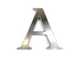© Elie - A large silver metallic letter A with a 3D effect, casting a slight shadow on a plain white background create with ai