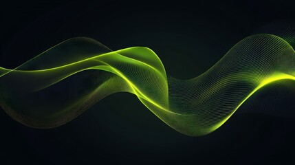 Abstract green wave on a black background.