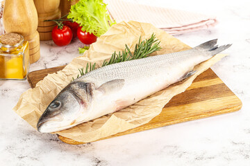 Wall Mural - Raw seabass fish for cooking