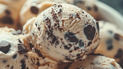 Wall Mural - Chocolate cookies and ice cream. Cream and cookies close-up of a homemade ice cream dessert