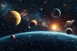 © dendyh7 - Space cosmic illustration with planets scene created with Generative AI