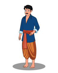 Indian village poor man cartoon character design