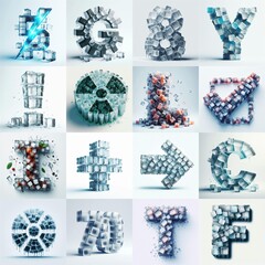 Ice cubes Lettering Typeface. AI generated illustration