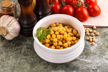 Canvas Print - Canned chickpea in the bowl