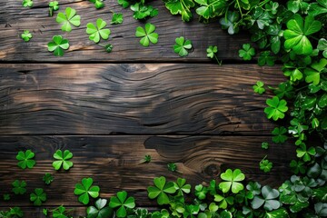 Aufkleber - A wooden surface covered in various types of green plants, perfect for using as a background or adding some natural beauty to your design