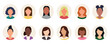 © Anminsi - Set of woman persons, avatars, people heads of different ethnicity in flat minimal style.