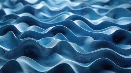 Poster - Textured blue waves pattern with subtle light reflections and shadows