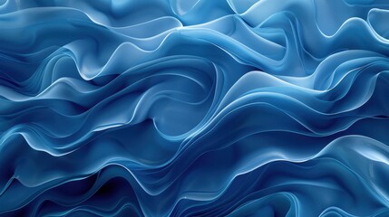 Poster - Soft blue waves flowing gently in a serene abstract design