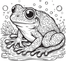 Wall Mural - A frog line art coloring page illustration