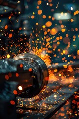 Poster - A person fabricates metal with sparks flying