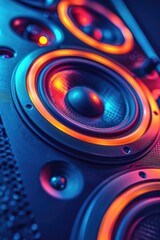 Aufkleber - A close-up view of a speaker sitting on a table, possibly in a meeting or presentation setting