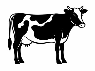 Cattle cow black silhouette illustration,cow silhouette,Cow graphic icon. Cow black silhouette isolated on white background. Vector illustration