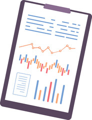 Poster - Financial report icon. Color business document on clipboard