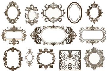 Poster - Collection of ornate frames and mirrors on a white background
