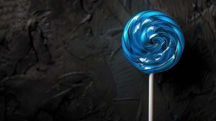 Canvas Print - Blue Lollipop On Black background