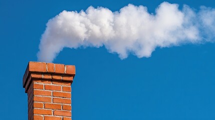 Canvas Print - A chimney with smoke coming out of it against a blue sky, AI