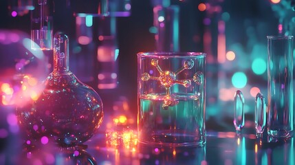 Poster - A cutting-edge lab focused on quantum computing, using holographic data displays
