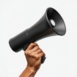 © DreamART - hand holding a megaphone, close-up, isolated on white background, clear detail, minimalistic design, studio lighting, realistic rendering