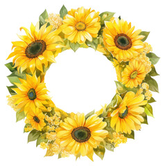 Poster - PNG Vibrant sunflower floral wreath