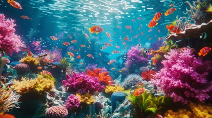 Wall Mural - Vibrant coral reef with colorful fish