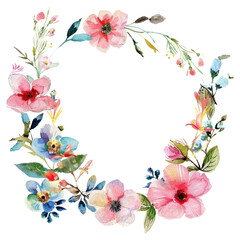 Wall Mural - PNG Delicate watercolor floral wreath