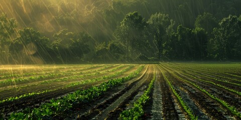 Poster - Field rejuvenating with new growth after receiving rain a poignant representation of scarcity and hunger