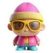 © Cuoregentile - cartoon-style character wearing a yellow beanie, sunglasses, and a pink jacket, smiling confidently.