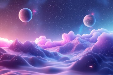 Space cosmic illustration with planets scene created with Generative AI