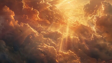 Aufkleber - A bright sun breaking through cloudy skies, perfect for sunny days and warm weather