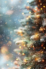 Sticker - Close-up shot of a decorated Christmas tree with twinkling lights