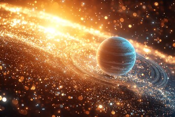 Space cosmic illustration with planets scene created with Generative AI