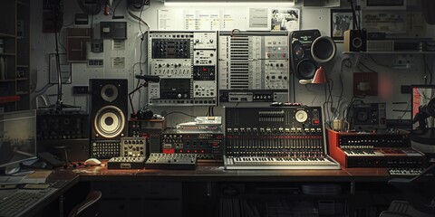 Poster - A room filled with various electronic devices and equipment