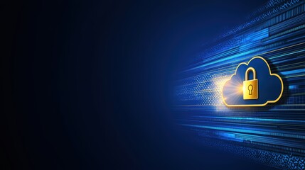 Poster - A sleek digital illustration of a secure cloud symbol, representing data protection and enhanced cybersecurity in a modern environment.