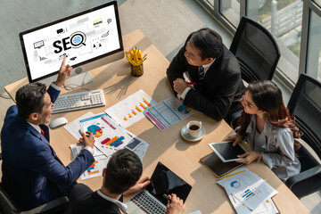 Poster - seo search engine optimization for modish e-commerce and online retail business showing on computer 