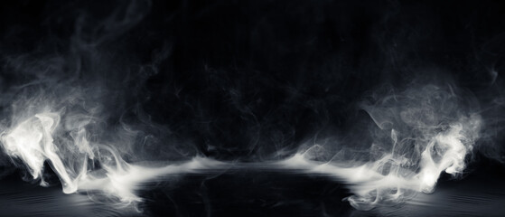 real smoke exploding outwards with center space. dramatic smoke or fog effect for spooky halloween b