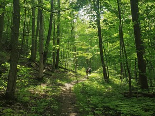 Naklejka na meble Two children are walking through a forest, holding hands