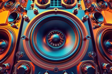 Poster - A close-up shot of a speaker mounted on a wall with a subtle background