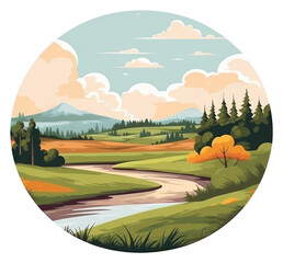 Sticker - PNG Landscape outdoors painting nature.