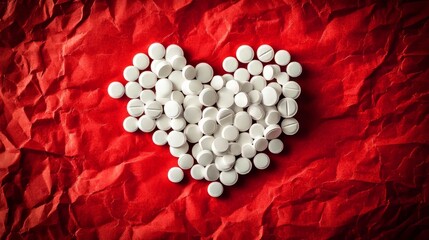 Pills on heart closeup