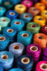 Aufkleber - A collection of spools containing variously colored threads, ideal for crafting or sewing projects