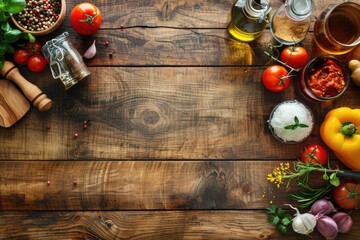 Poster - A wooden table filled with diverse foods