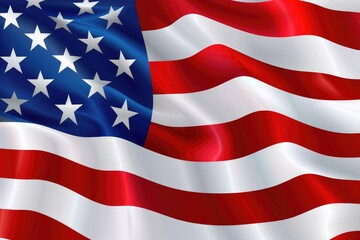 Wall Mural - A close-up shot of an American flag blowing in the wind