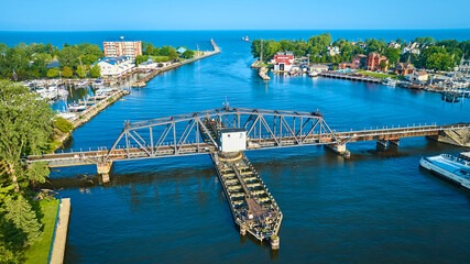 Aerial View of Swing Bridge and Marina on St. Joseph River