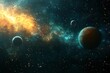 © dendyh7 - Space cosmic illustration with planets scene created with Generative AI