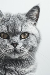 Poster - A close-up shot of a cat on a white background