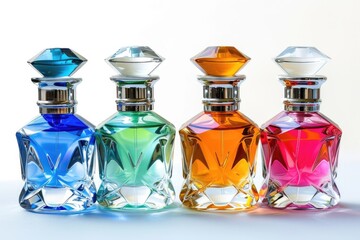 Poster - Group of colorful perfume bottles on a shelf or counter